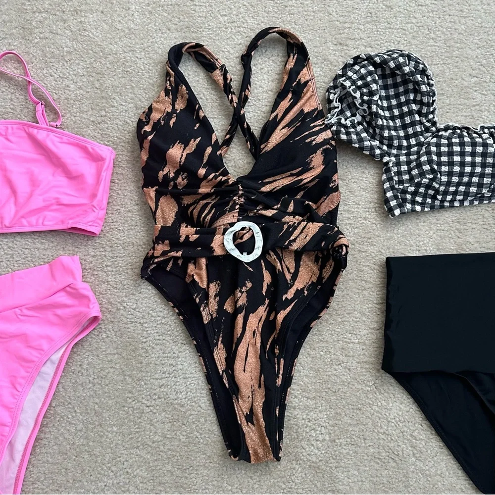 Three swimsuits medium small Cupshe aerie one piece high waist - Picture 3 of 6